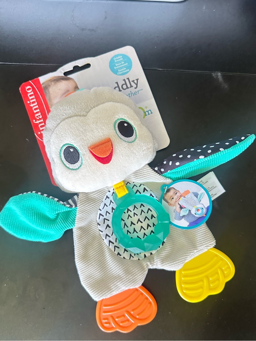 Infantino Plush Bird Teether Toy - Teal, Orange & Yellow